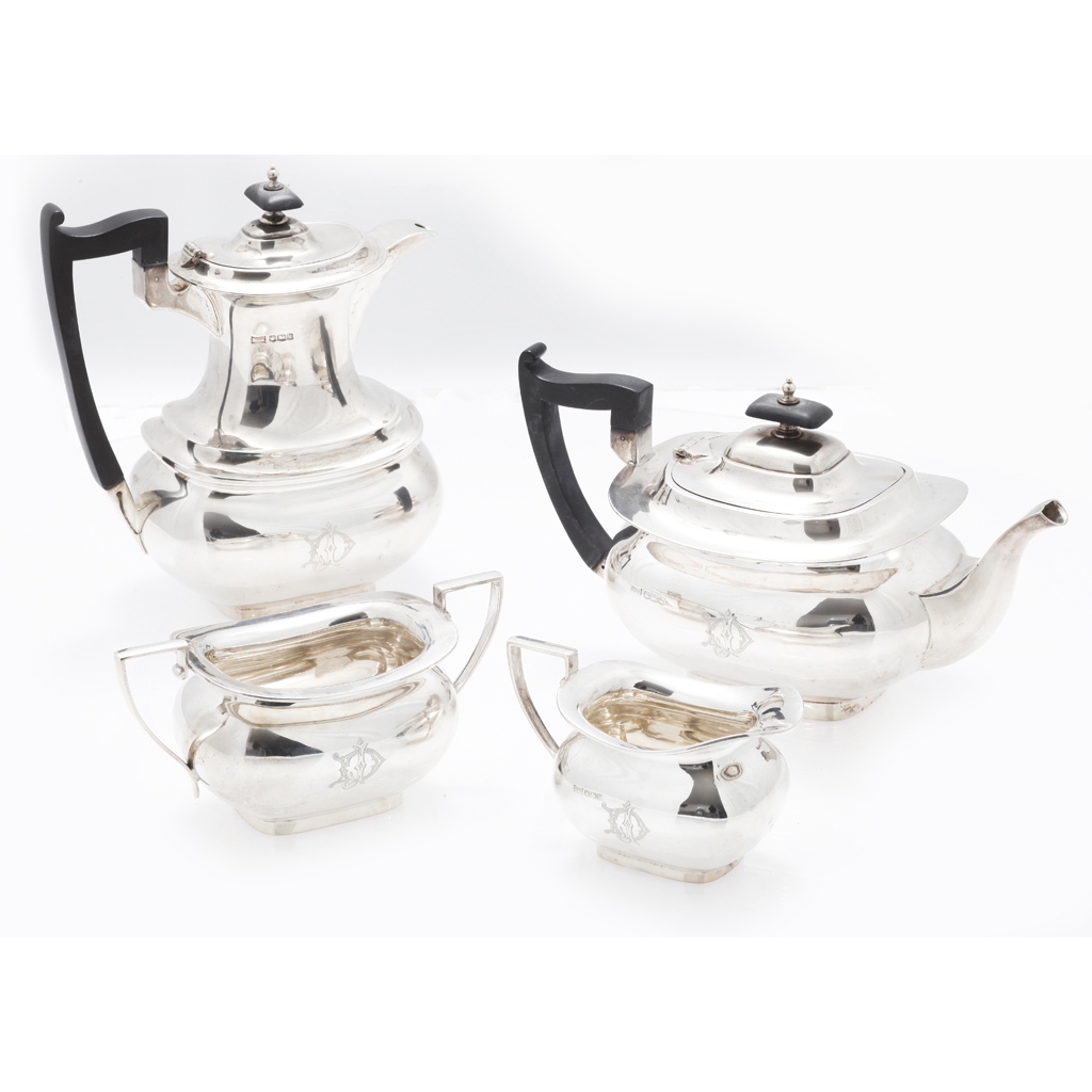 Appraisal: A matched four piece tea set Walker Hall Sheffield coffee