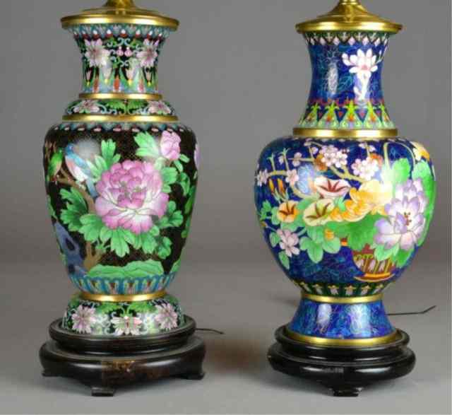 Appraisal: CHINESE CLOISONNE TABLE LAMPSIncluding a pair of cloisonn decorative table