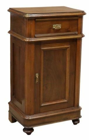 Appraisal: Italian walnut bedside cabinet late th c case fitted with