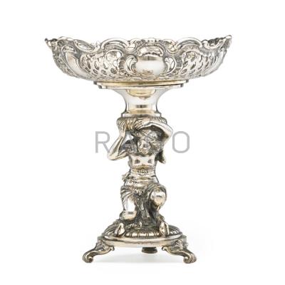 Appraisal: SILVER PLATED COMPOTE Figural base with cherubs rotating top th