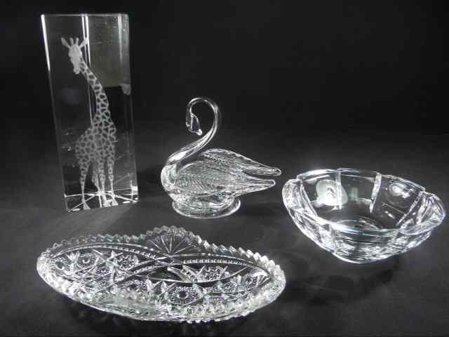 Appraisal: Lot of four pieces of assorted crystal and glass Includes