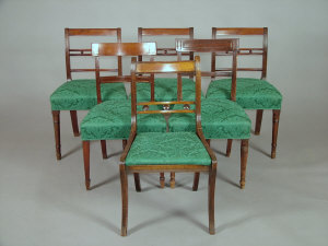 Appraisal: A set of three George IV mahogany dining chairs with