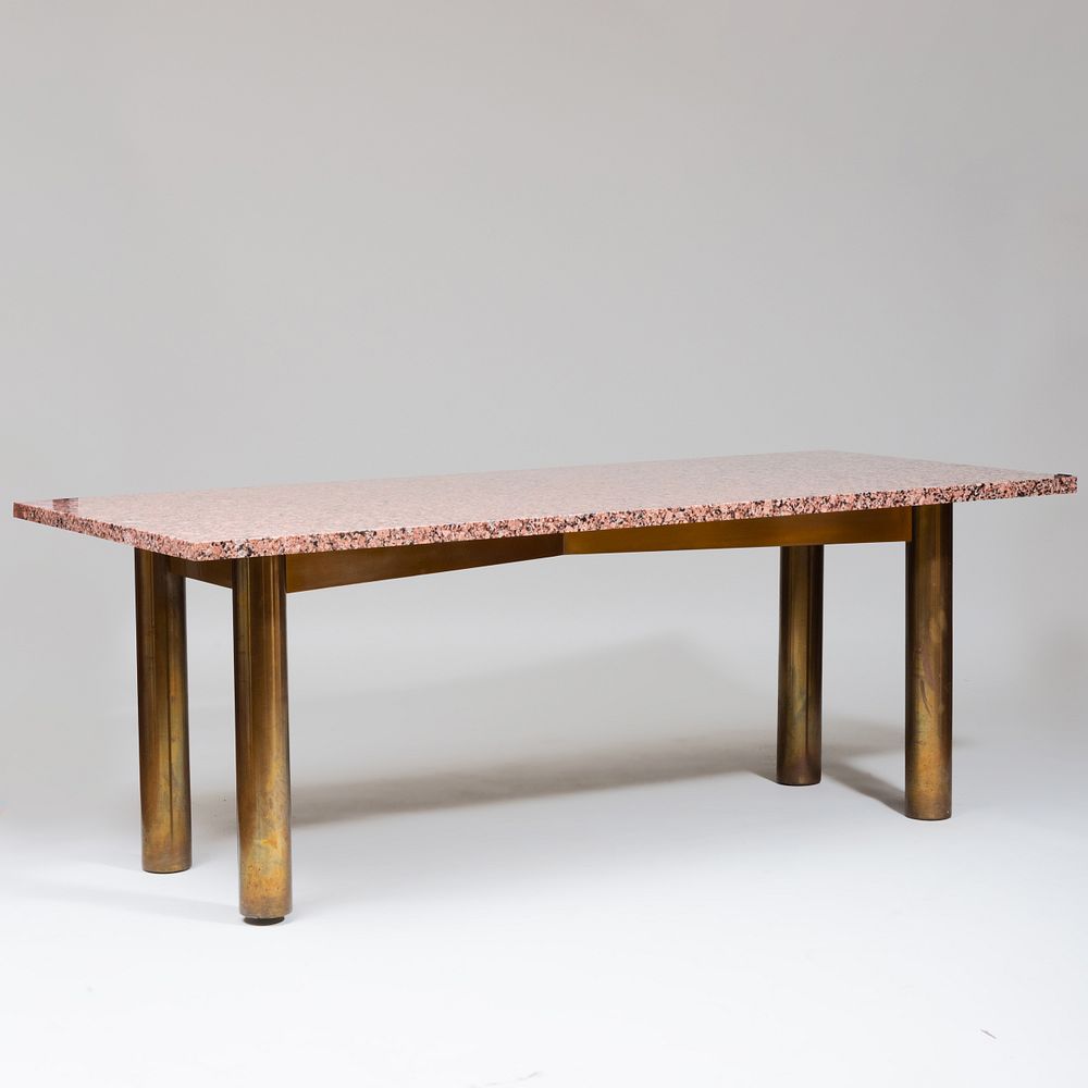 Appraisal: Vladimir Kagan Granite and Brass Dining Table in x ft