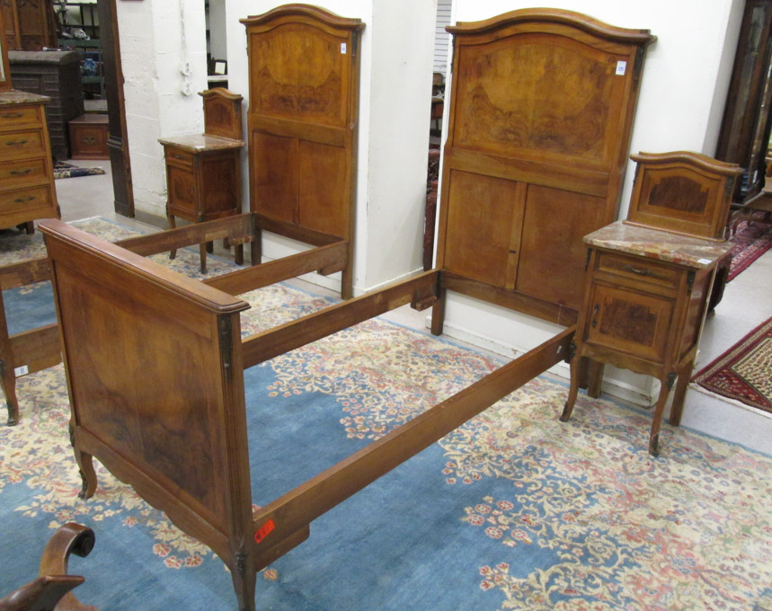 Appraisal: A PAIR OF LOUIS XV STYLE TWIN BEDS WITH RAILS