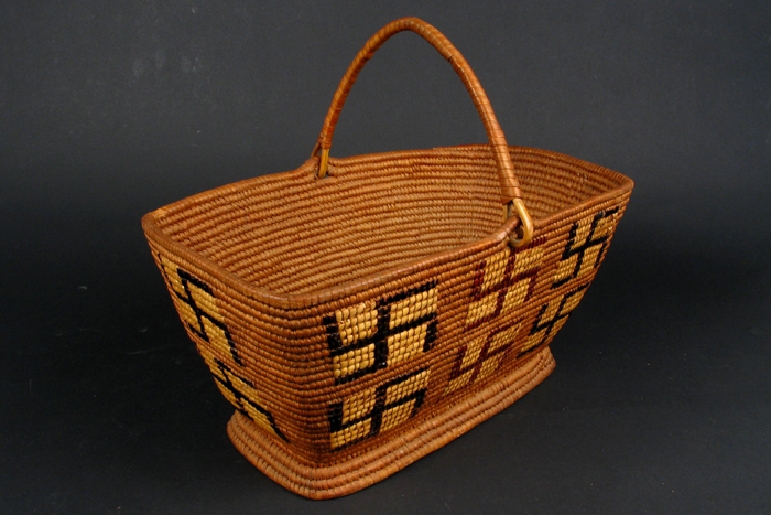 Appraisal: INDIAN CARRYING BASKET with handle Made by the Salish tribe