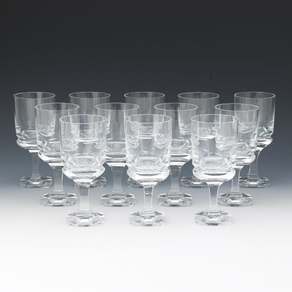 Appraisal: TWELVE MOSER GLASS WATER GOBLETS x Stemmed water goblets acid