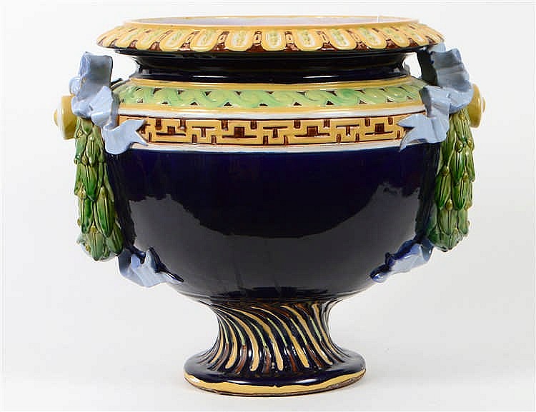 Appraisal: MINTON MAJOLICA URNEnglish - The underside incised Minton with the