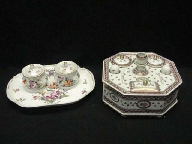 Appraisal: Dresden Porcelain Inkwells From an East nd Street NYC estate