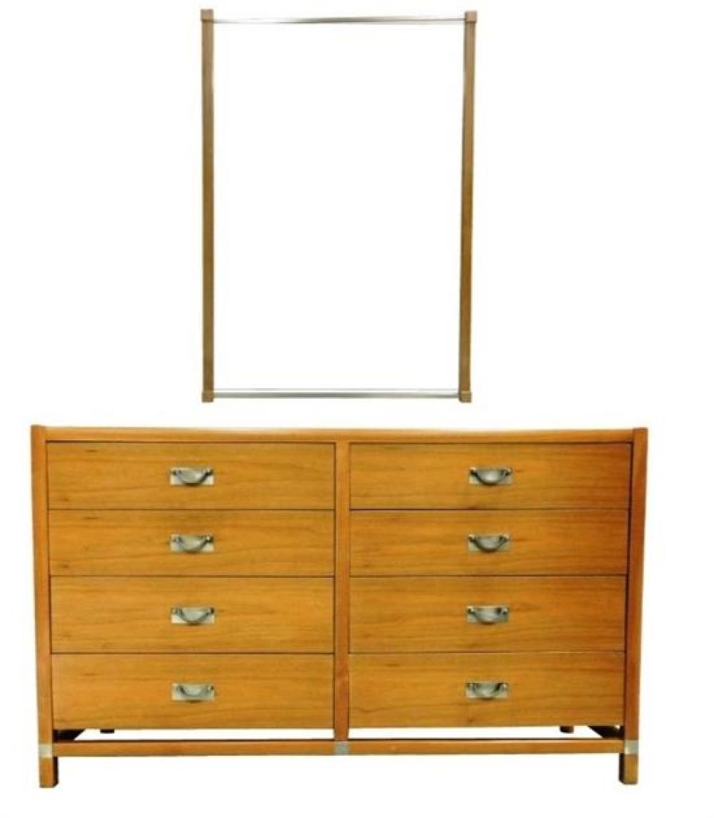 Appraisal: Mid-century Tung-Si chest and mirror by Hickory Manufacturing Co in