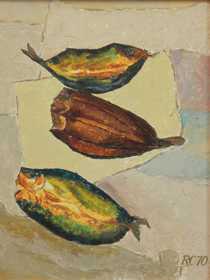 Appraisal: R C thC Fish still life oil on board initialled