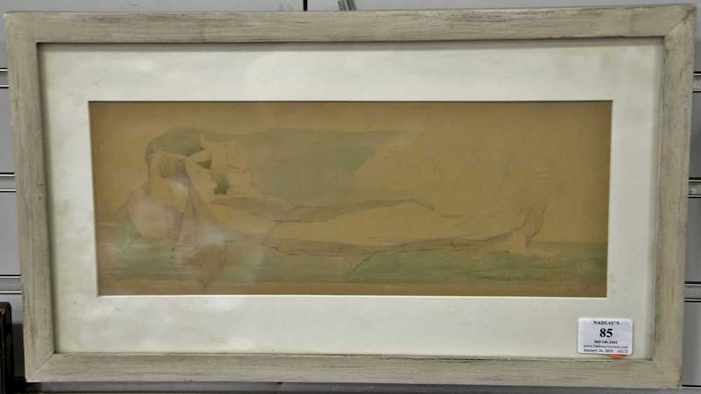 Appraisal: Violet Duchess of Rutland - watercolor Diana Sleeping Miracle St