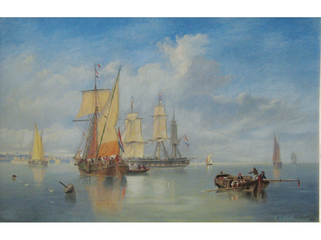 Appraisal: JOHN WILSON CARMICHAEL A Dutch coastal scene with men o'war