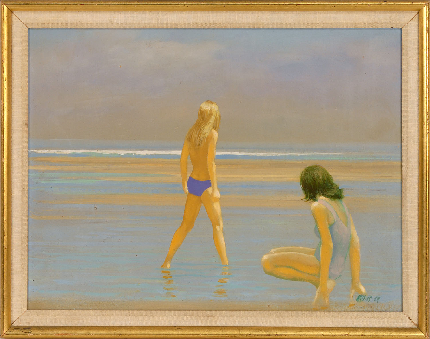 Appraisal: ROBERT R BLISSAmerican - Wading on the shore Signed and