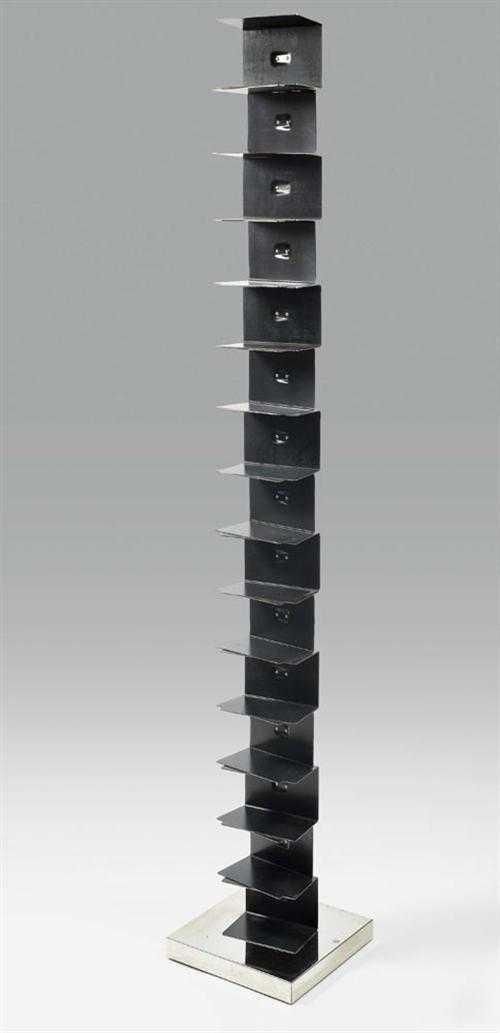 Appraisal: RAINALDI BRUNO PTOLOMEO BOOKCASE designed for CCR Black lacquered metal