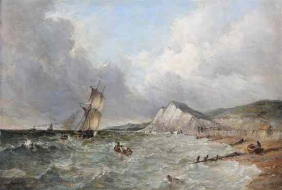 Appraisal: Alfred H Vickers - oil on canvas Coastal scene at