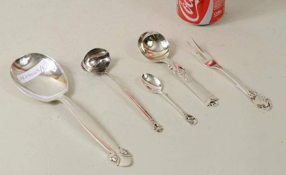 Appraisal: Five Danish Sterling Silver Serving Utensils Five Danish sterling silver