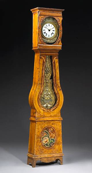 Appraisal: A French paint decorated morbier clock th century height ft