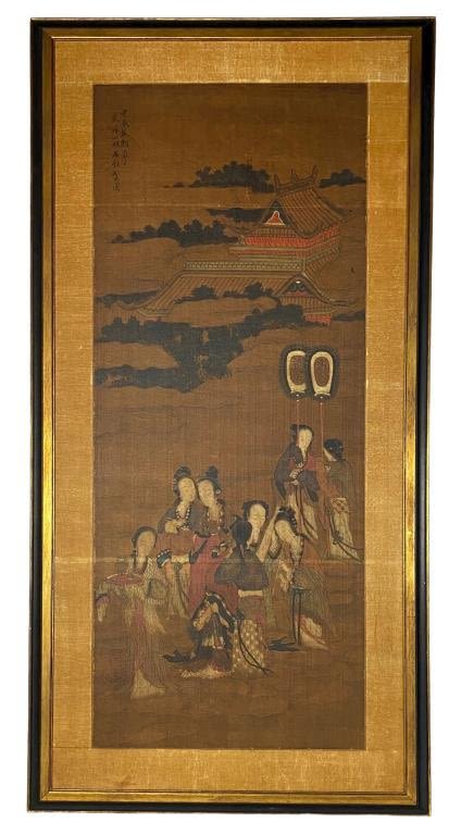 Appraisal: Large Chinese Painting On SilkFrame x