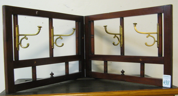 Appraisal: MAHOGANY WALL MOUNT GARMENT RACK comprising two rectangular open mahogany