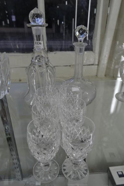 Appraisal: TWO CRYSTAL DECANTERS AND SEVEN WATERFORD LIQUER GLASSES ONE WITH