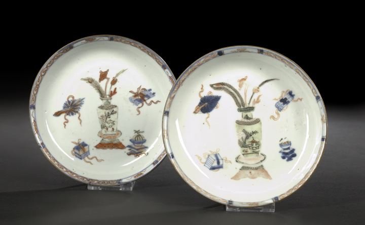 Appraisal: Pair of Chinese Porcelain Saucer Dishes th century each thinly