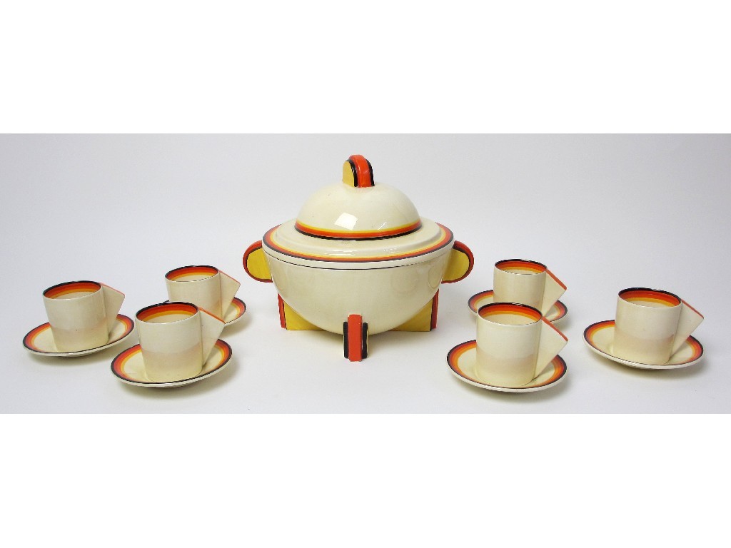 Appraisal: A set of six Clarice Cliff Bizarre Banded Wares conical