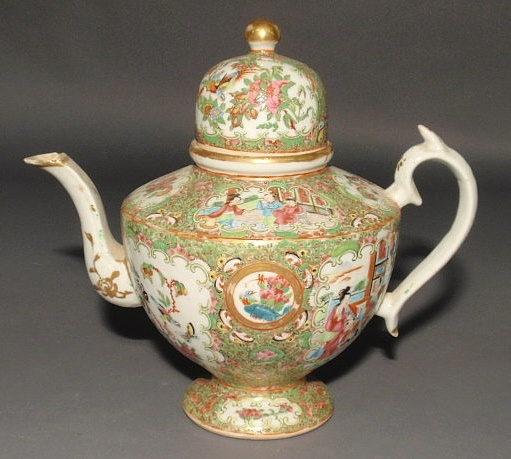 Appraisal: Chinese Rose Medallion porcelain dome-lid teapot mid th c h