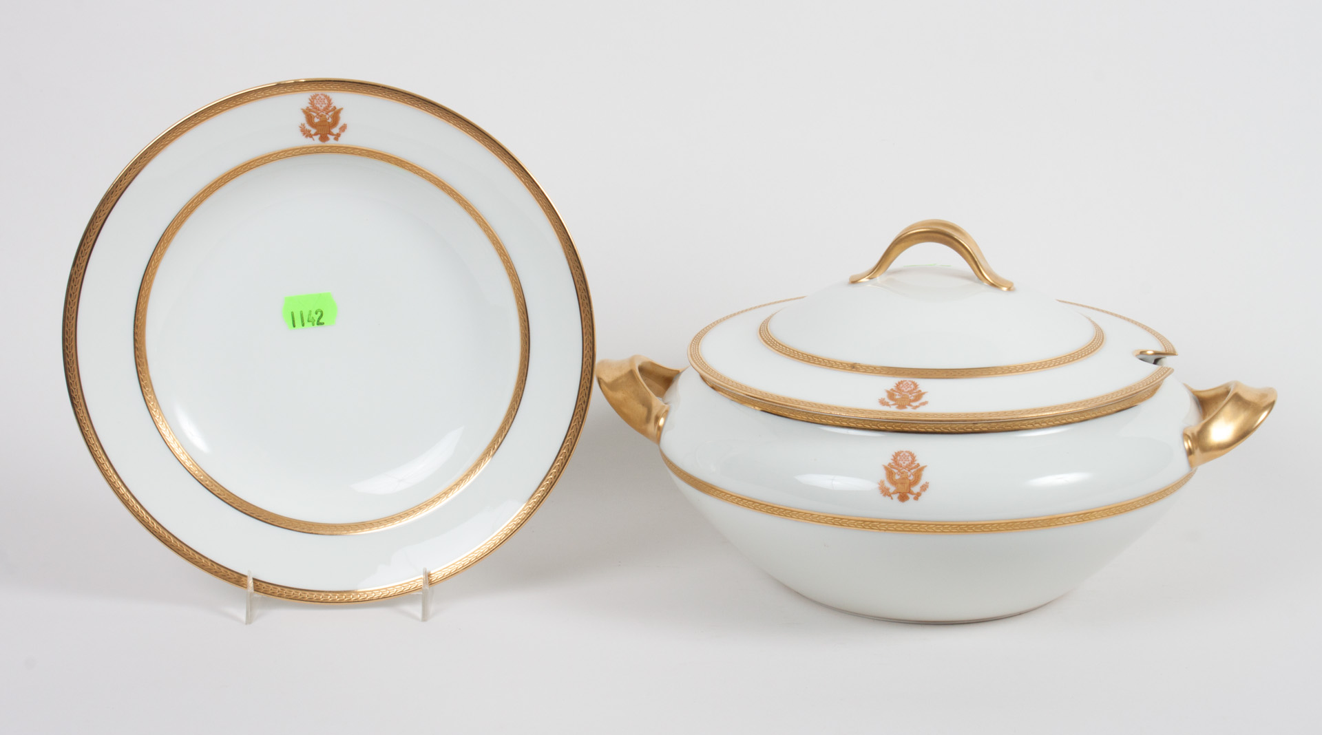 Appraisal: Limoges porcelain diplomatic tableware early th century comprising soup tureen