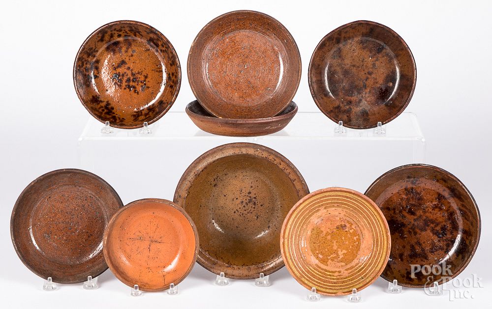 Appraisal: Nine assorted redware bowls th c Nine assorted redware bowls