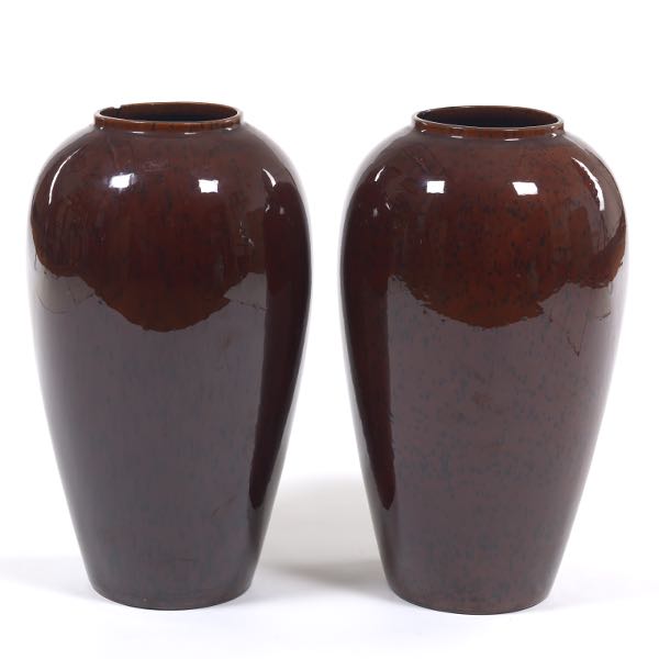 Appraisal: PAIR OF LARGE FLAMBE ROYAL HAEGER GLAZED CERAMIC VASES Pair