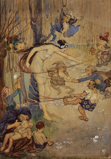 Appraisal: CIRCLE OF ARTHUR RACKHAM - A fair maiden with elves