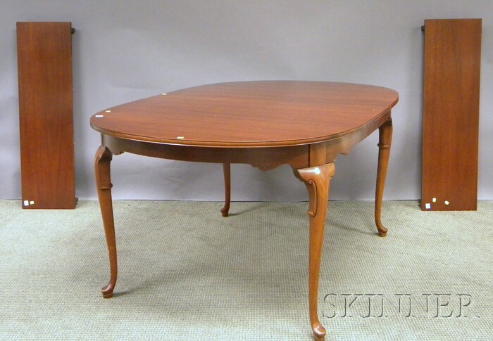 Appraisal: Queen Anne-style Carved Mahogany and Mahogany Veneer Dining Table with