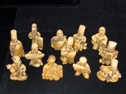 Appraisal: Set of twelve Japanese elephant ivory 'nodding' figuresEach carved with