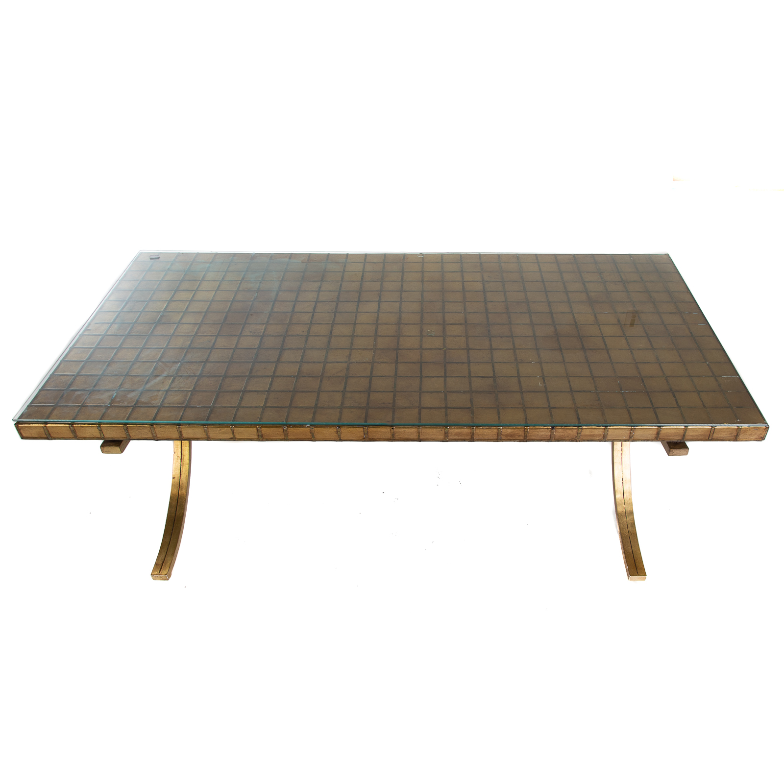 Appraisal: CONTEMPORARY GILTWOOD COFFEE TABLE With mother of pearl grouted tiled