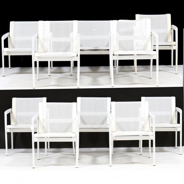 Appraisal: RICHARD SCHULTZ TEN OUTDOOR CHAIRS s white painted aluminum and