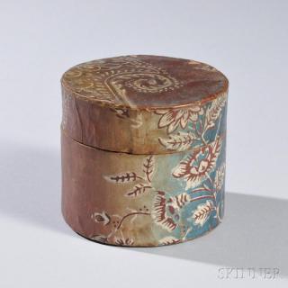 Appraisal: Round Wallpaper Box Pennsylvania c blue paper changing to dark