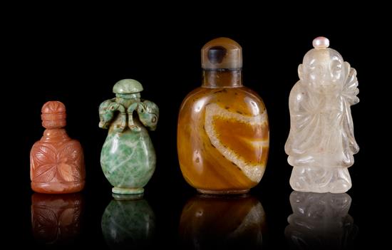 Appraisal: Sale Lot Four Hardstone Snuff Bottles the first of flattened