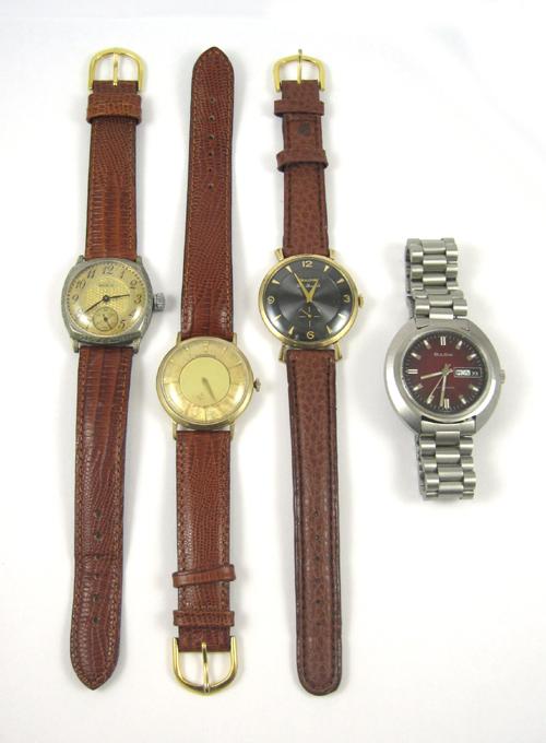 Appraisal: FOUR COLLECTIBLE MEN'S WRIST WATCHES Elgin jewel grade size s