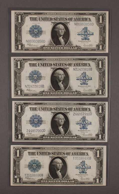 Appraisal: Four United States Silver Certificates Series of comprising three signed