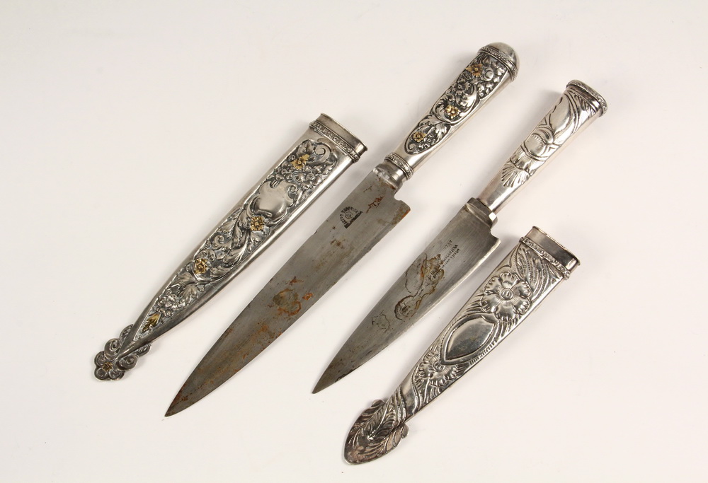 Appraisal: ARGENTINO SILVER GAUCHO KNIVES - Cuchillos Criollos Creole Knives Verijeros