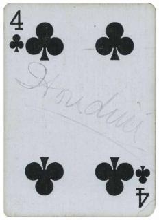 Appraisal: Houdini Harry Playing Card Autographed by Houdini Circa s Poker-sized