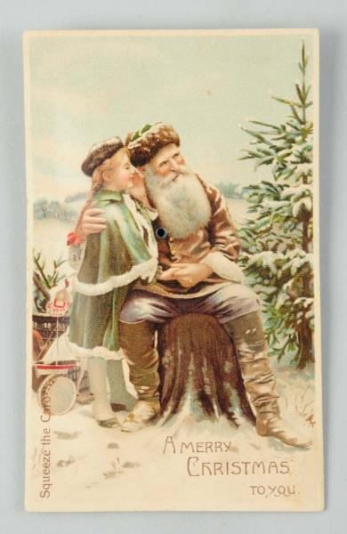 Appraisal: Santa Squeaker Postcard Santa is in a brown top and