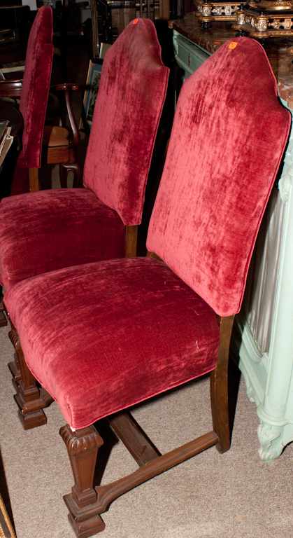 Appraisal: Set of eight Baronial style carved mahogany dining chairs comprising