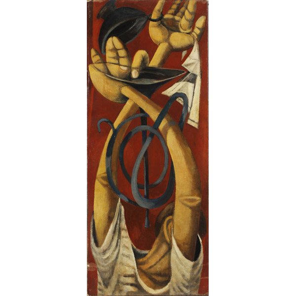 Appraisal: Linton FoersterlingMan with Horn and a CupOil on canvasThis work