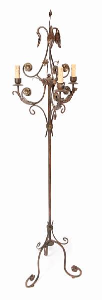 Appraisal: A parcel gilt and wrought iron floor lamp height ft