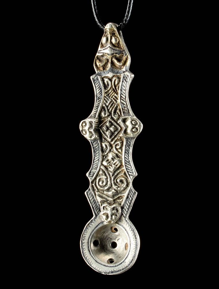 Appraisal: Wearable Viking Gilt Silver Silver Zoomorphic Pendant Northern Europe probably