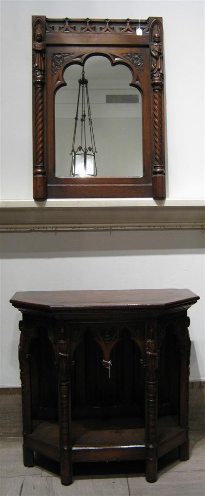 Appraisal: Renaissance Revival oak hall stand and mirror H in W