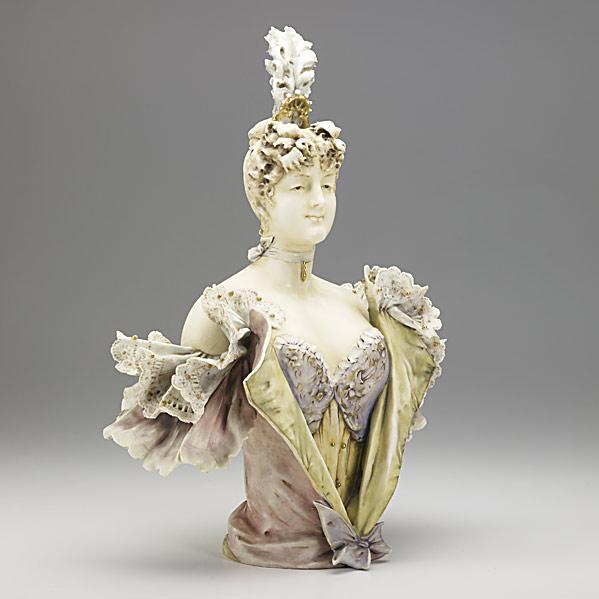 Appraisal: RIESSNER STELLMACHER KESSELPorcelain Amphora bust of a lady early th