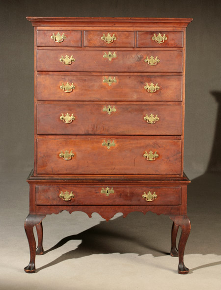 Appraisal: Queen Anne Walnut Chest-on-Stand Pennsylvania Probably Philadelphia Area Circa In