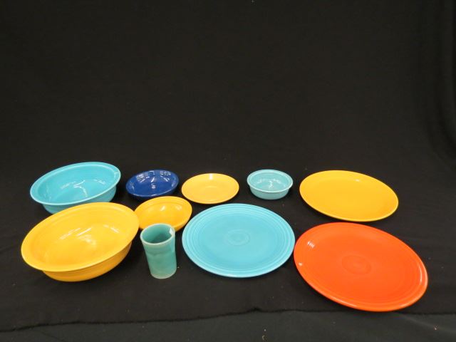 Appraisal: pcs Fiesta and Bauer Pottery Dinnerware colorful vintage mixture in